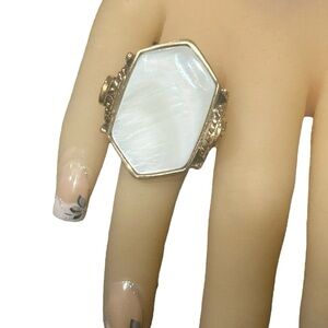 Barse Roped White Mother of Pearl and Gold Tone Statement Ring Barse Size 8